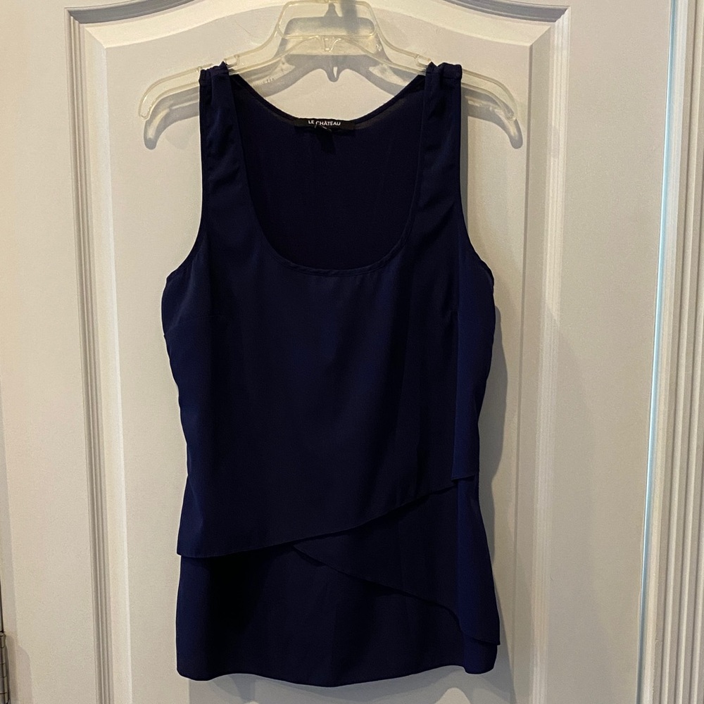 Le Chateau Navy Layered Tank Top
